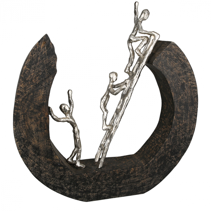 Decoratiune Hinauf, Aluminiu/Lemn, Gri/Argintiu, 35x32x6 cm [6]