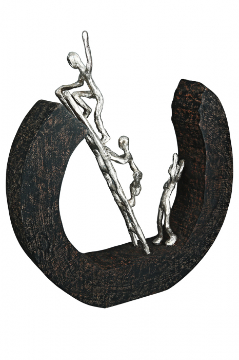 Decoratiune Hinauf, Aluminiu/Lemn, Gri/Argintiu, 35x32x6 cm [3]