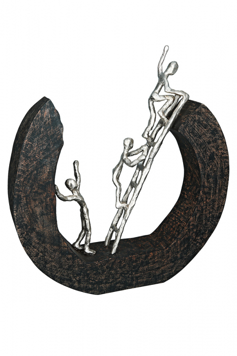 Decoratiune Hinauf, Aluminiu/Lemn, Gri/Argintiu, 35x32x6 cm [5]