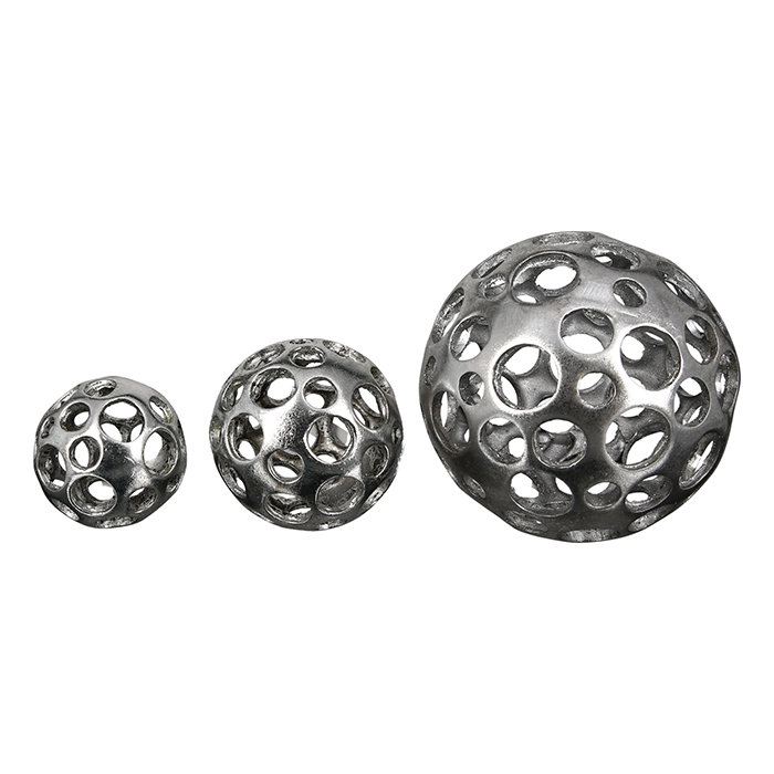 Decoratiune Holes, rasina, argintiu, 0x8 cm