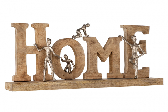 Decoratiune Home, Lemn, Maro/Argintiu, 58.5x58x8 cm [3]