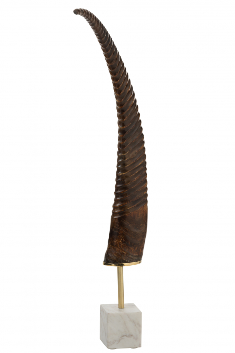 Decoratiune Horn, Lemn, Maro Alb Negru, 19x14x73 cm