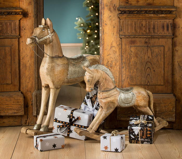 Decoratiune, ROCKING HORSE, lemn, 12X70X70 cm