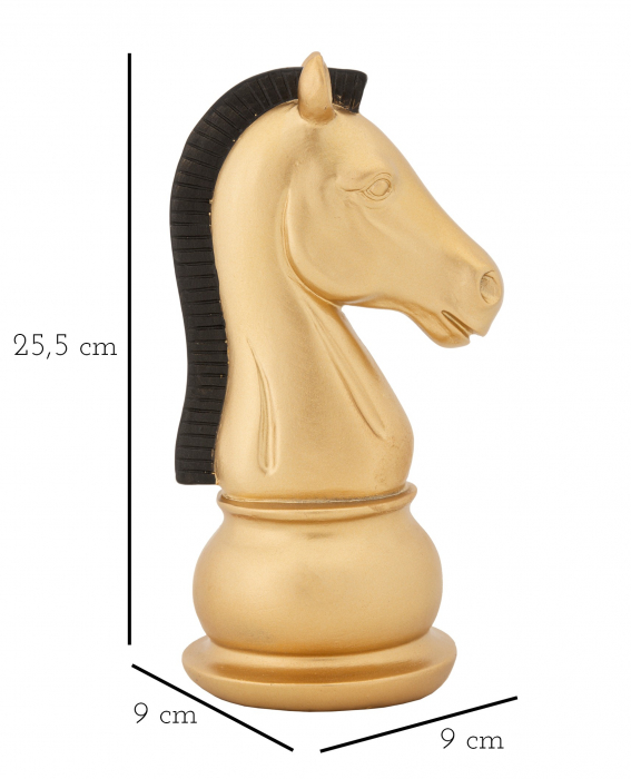 Decoratiune Horse, Rasina, Auriu/Negru, 19x10.5x8.5 cm [5]