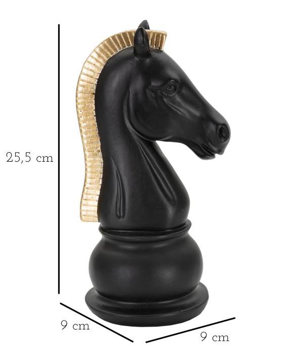 Decoratiune Horse, Rasina, Negru/Auriu, 19x10.5x8.5 cm [5]