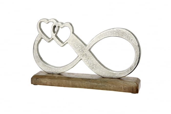 Decoratiune Infinity on Base, aluminiu/lemn, argintiu/maro, 25.5x16x5 cm [2]