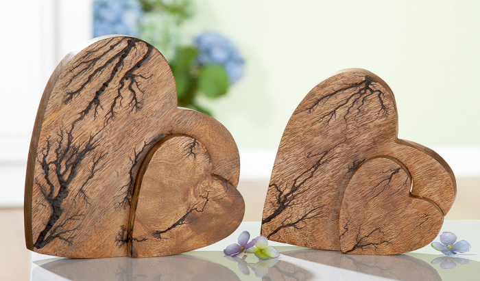 Decoratiune inima Rustik, lemn, maro, 18x17x4 cm GILDE