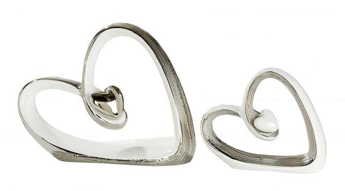 Decoratiune Janina, ceramica, argintiu/alb, 20.5x16x7 cm [2]