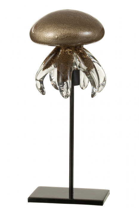Decoratiune Jellyfish On Foot, Sticla Metal, Maro Negru, 10x10x24 cm