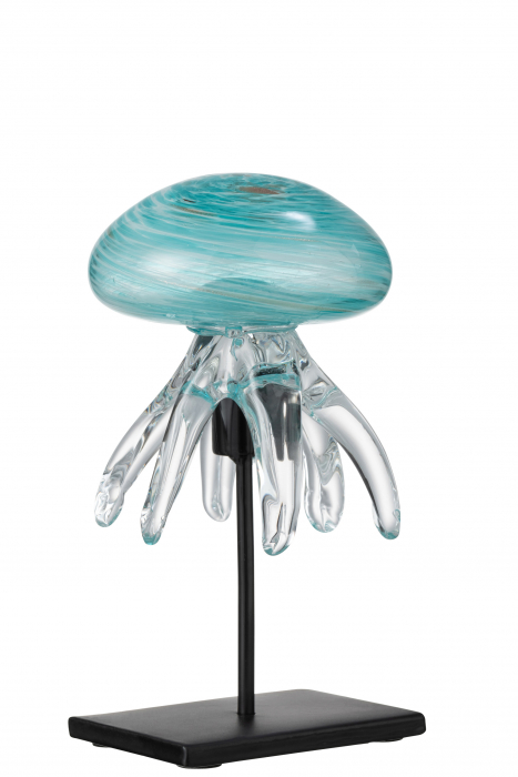Poza Decoratiune Jellyfish On Foot, Sticla Metal, Negru Albastru, 10x9.5x19 cm