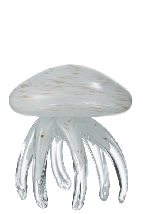 Decoratiune Jellyfish, Sticla, Alb, 12x12x13 cm