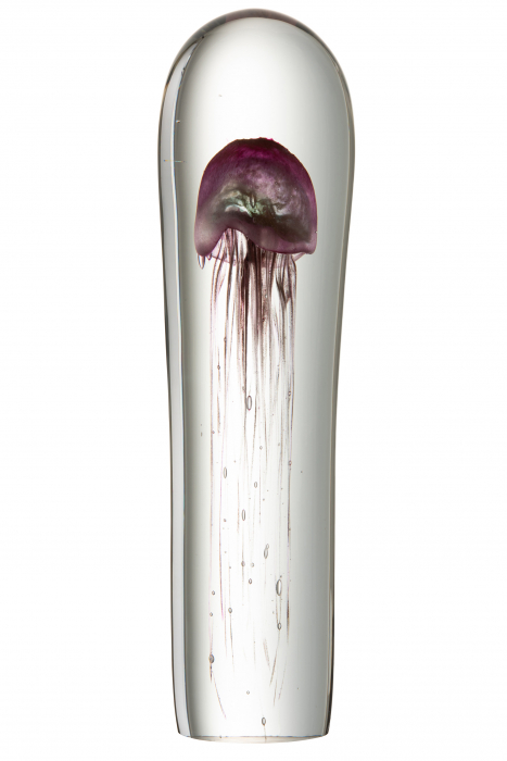Decoratiune Jellyfish, Sticla, Rosu, 11.5x11.5x40 cm