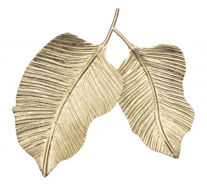 Decoratiune Leaf, fier, auriu, 38x3x39 cm