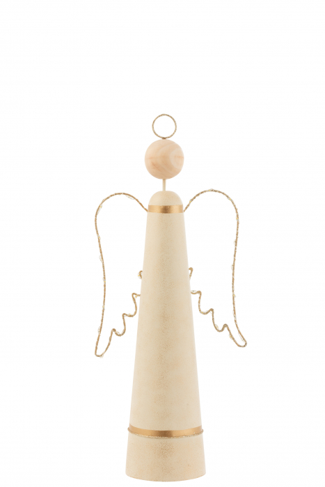 Decoratiune LED Angel, Metal Fier, Alb, 16x9x37 cm