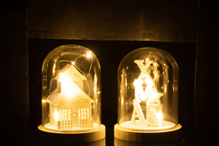 Decoratiune LED, Lemn, Alb , 13x13x17 cm [3]