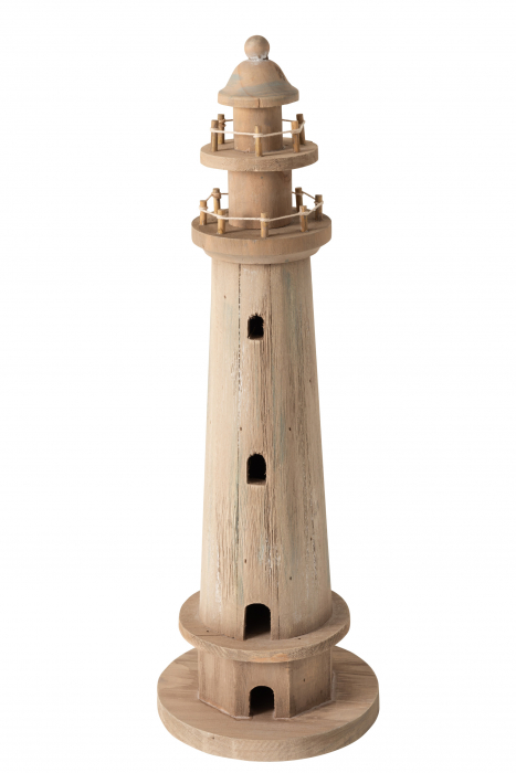 Decoratiune Lighthouse, Lemn, Natural, 17x17x51 cm