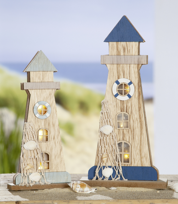 Decoratiune Lighthouse, MDF, albastru maro, 16x31x5 cm GILDE imagine 2022 by aka-home.ro