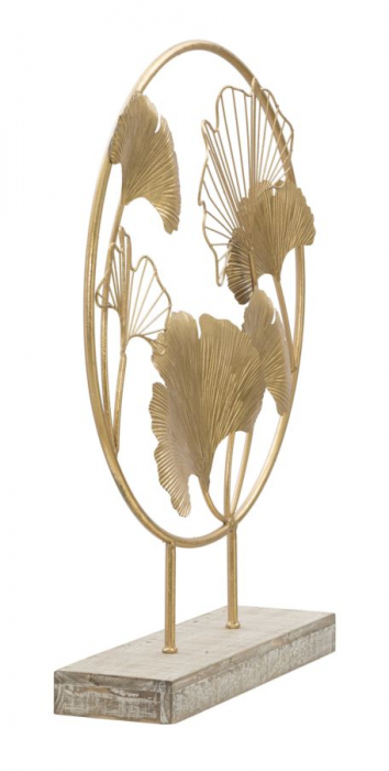 Decoratiune Little Leaf, fier/MDF, auriu, 50X12.5X64 cm [3]