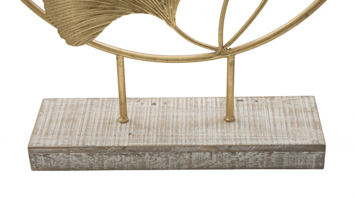 Decoratiune Little Leaf, fier/MDF, auriu, 50X12.5X64 cm [2]