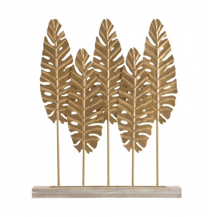 Decoratiune Long Leaf, Fier/MDF, Auriu, 57,5x47x10 cm [5]
