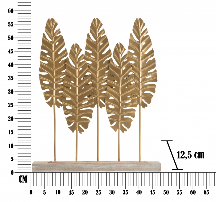 Decoratiune Long Leaf, Fier/MDF, Auriu, 57,5x47x10 cm [6]