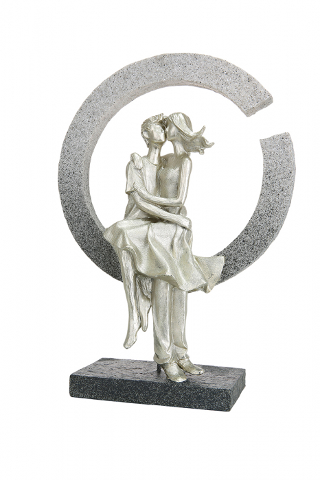 Decoratiune Lovers ring, rasina, gri, 20x7,5x28,5 cm