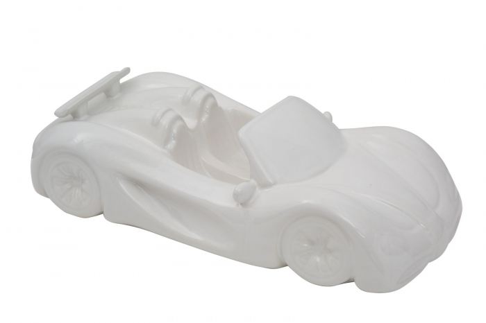 Decoratiune masina, ceramica, alb, 31.5X14.5X9 cm