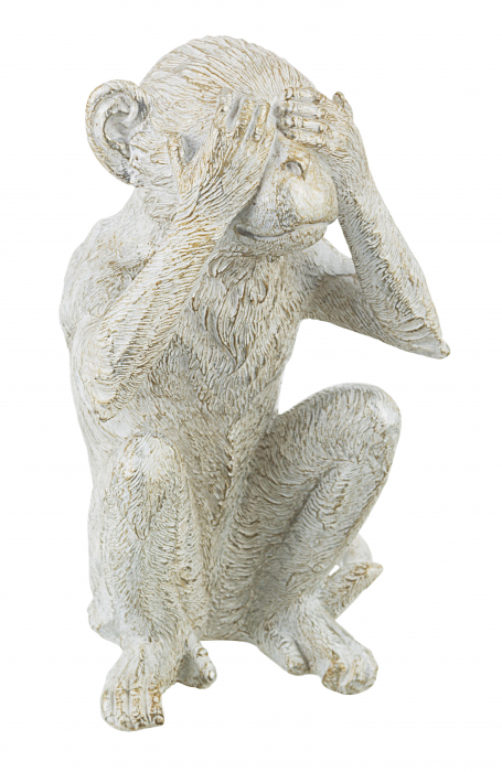 Decoratiune Monkey Not See, Rasina, Alb, 15.5x15x24 cm