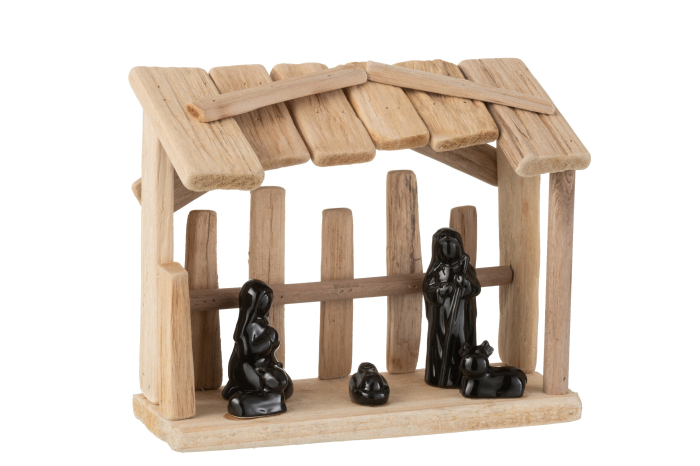 Decoratiune Nativity Scene, Lemn, Maro, 25x25x22 cm [1]