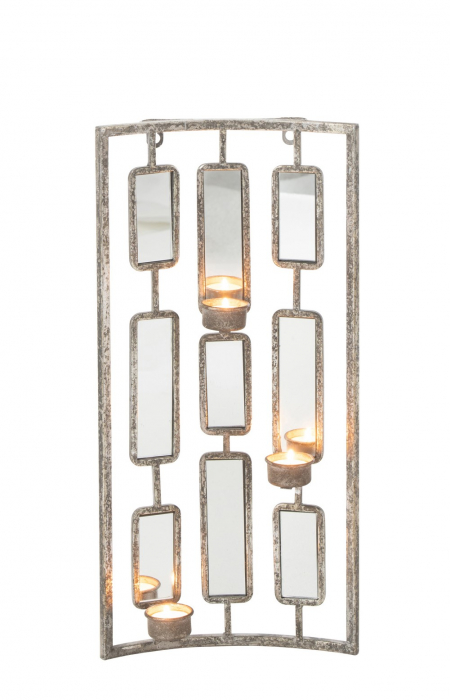 Decoratiune oglinzi/suport lumanare, Metal, Gri, 25x5x52 cm [2]