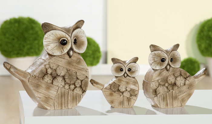 Decoratiune Owl Forest, rasina, maro, 23.1x23x8.3 cm