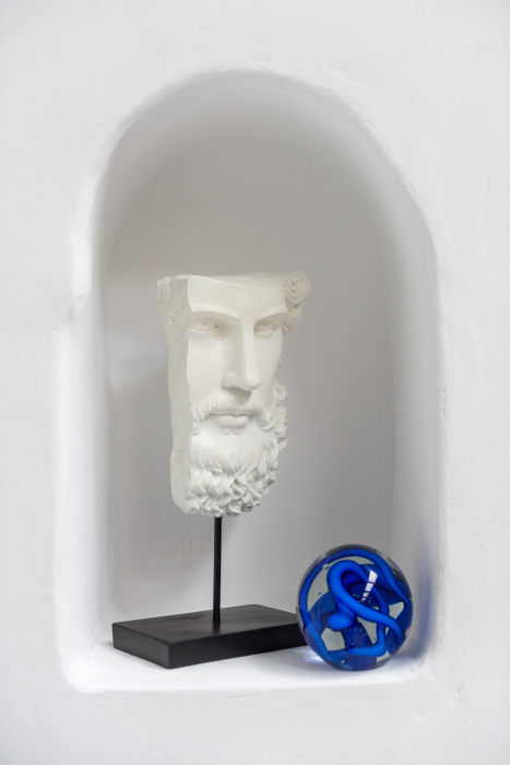 Decoratiune paperweight, Sticla, Albastru, 8x8x8 [1]