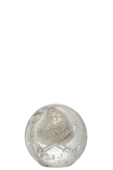 Decoratiune paperweight, Sticla, Argintiu, 10.5x10.5x10.5 cm
