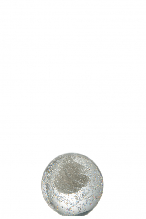 Decoratiune paperweight, Sticla, Argintiu, 8.5x8.5x9 cm