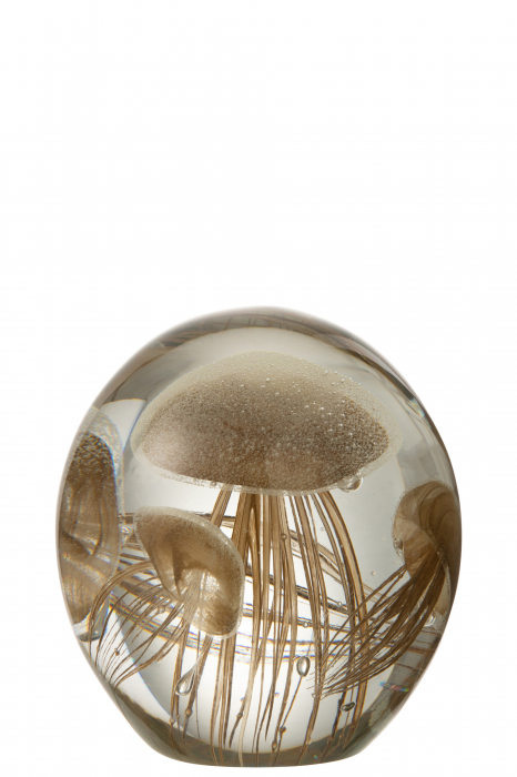 Decoratiune paperweight, Sticla, Maro, 12x12x11