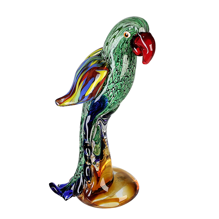 Decoratiune parrot, multicolor, sticla, inaltime 28 cm 2021 lotusland.ro