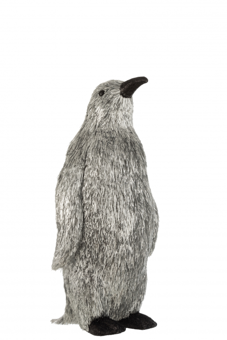 Decoratiune Penguin Deco, Plastic Sintetic, Argintiu, 37.5×31.5×59 cm Jolipa