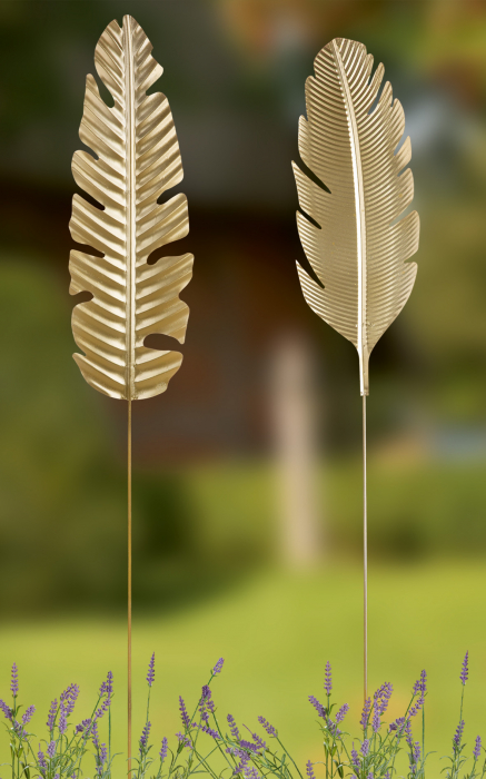Decoratiune pentru gradina Gingko, Metal, Auriu, 15.5x113 cm [2]