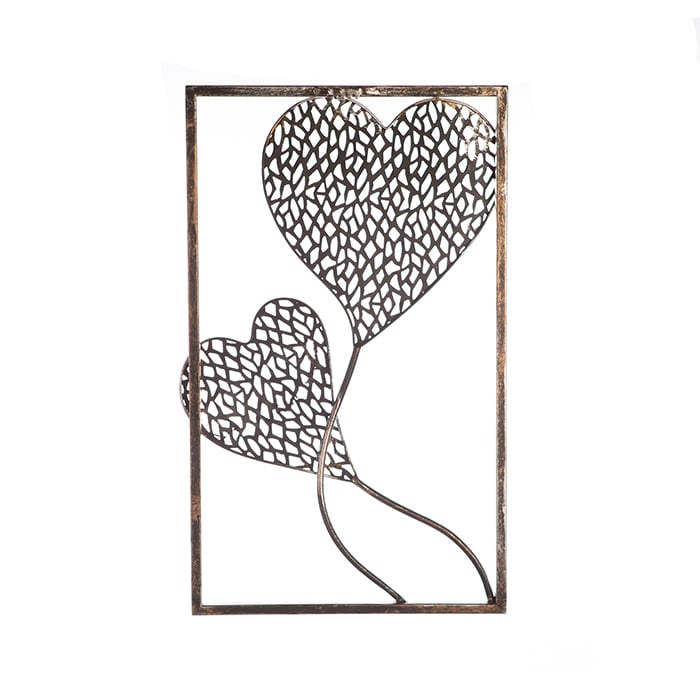 Poza Decoratiune pentru perete 2 Purley Hearts,argintiu, 30x50 cm