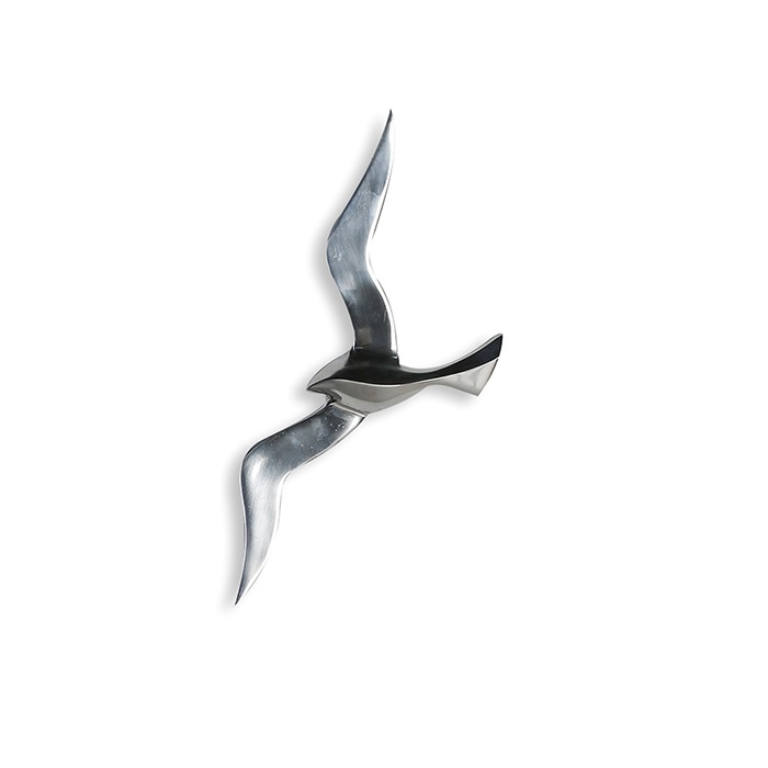 Decoratiune pentru perete Flying bird, aluminiu, argintiu, 48x19 [2]