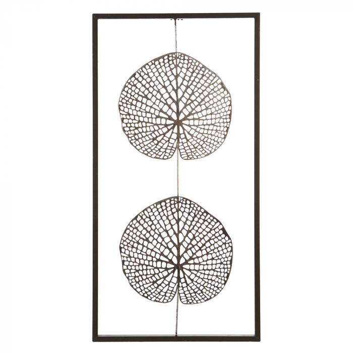 Poza Decoratiune pentru perete Leaf, metalic, argintiu maro inchis , 61x31x1,5