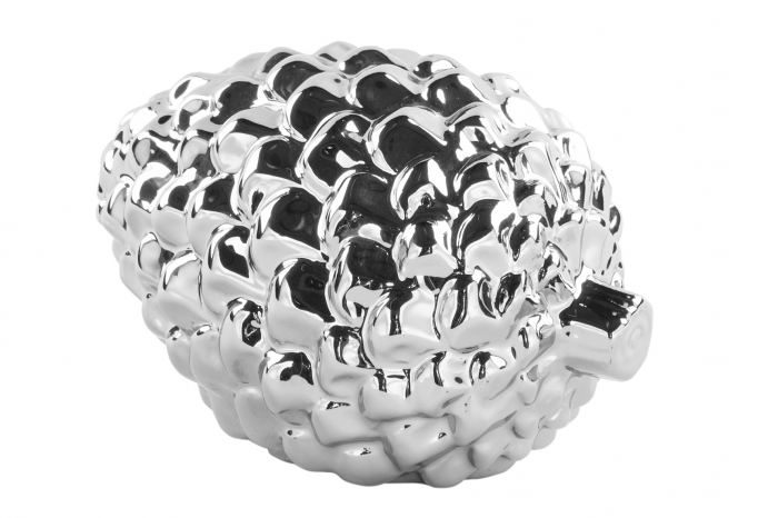 Decoratiune Pinecone, Portelan, Argintiu, 8.70x7.40x12 cm [2]