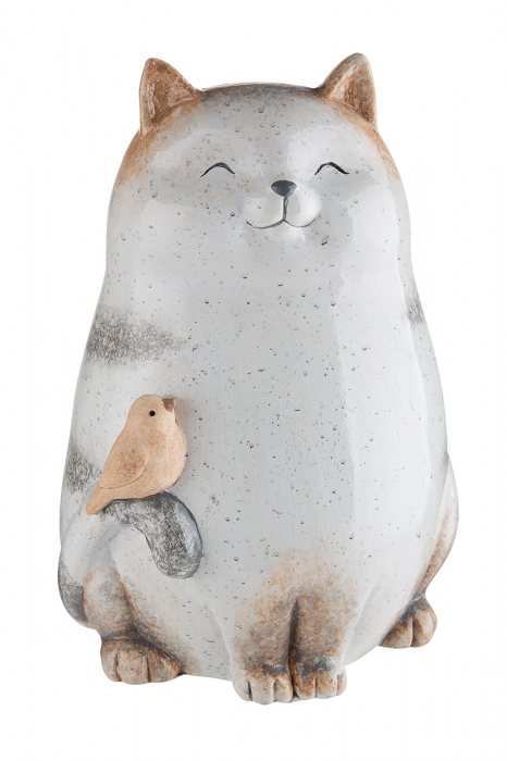 Decoratiune pisica Grosso, ceramica, gri, 14x11,5x19,5 cm