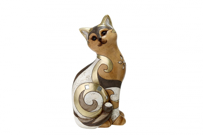 Decoratiune pisica Minos, rasina, maro, 14x9x27 cm