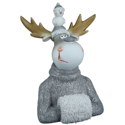 Decoratiune Reindeer Bust Wollie, Rasina, Gri Argintiu, 10×15.5×21.5 cm GILDE imagine noua elgreco.ro