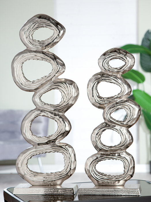Decoratiune Rings, aluminiu, argintiu, 22×52 cm GILDE imagine 2022 by aka-home.ro