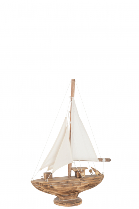 Decoratiune sailboat, Lemn, Natural, 22x8x24.5