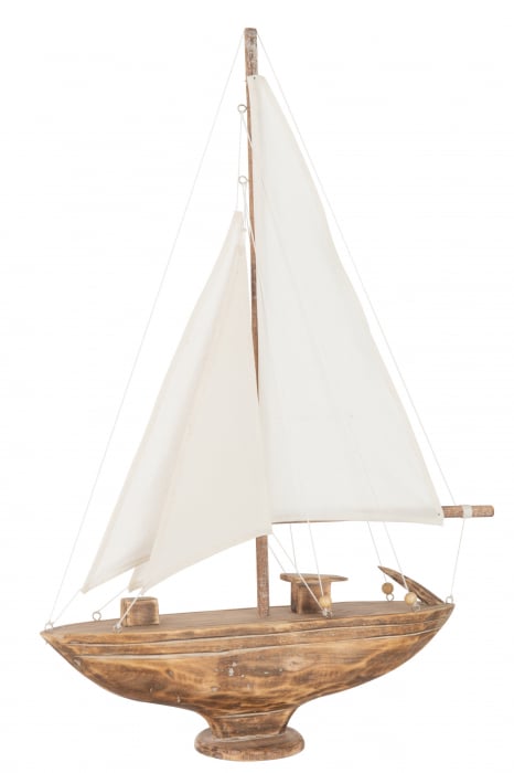 Decoratiune sailboat, Lemn, Natural, 33x11x53
