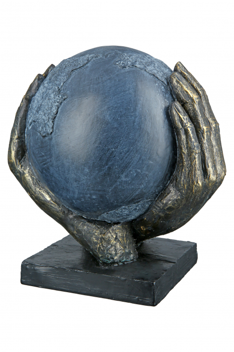 Decoratiune Save the World, Rasina, Negru/Albastru, 19x19x15 cm [2]