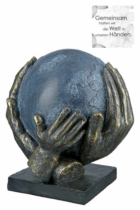 Decoratiune Save the World, Rasina, Negru/Albastru, 19x19x15 cm [5]